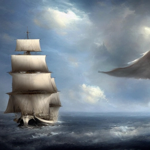 complet galion grand navire à voiles armé de canons et voiles  navigant sur un nuage dans un ciel étoilés, , hyper-realistic, perfect composition, , highly detailed, trending on artstation, ultra detailed