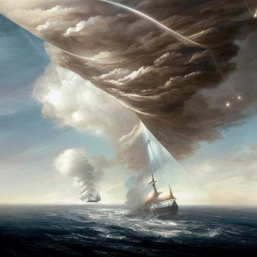 complet galion futuriste, grand navire à voiles armé de canons et voiles  navigant sur un nuage dans un ciel étoilés, , hyper-realistic, perfect composition, , highly detailed, trending on artstation, ultra detailed