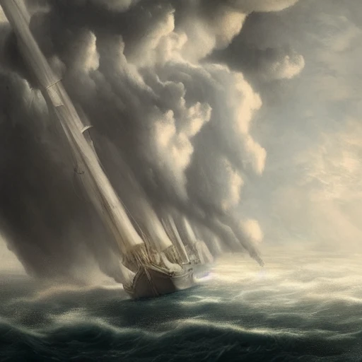 complet galion futuriste, grand navire à voiles armé de canons et voiles  navigant dans une tempête sur un nuage dans un ciel étoilés, , hyper-realistic, perfect composition, , highly detailed, trending on artstation, ultra detailed, 8k Ultra, 3D