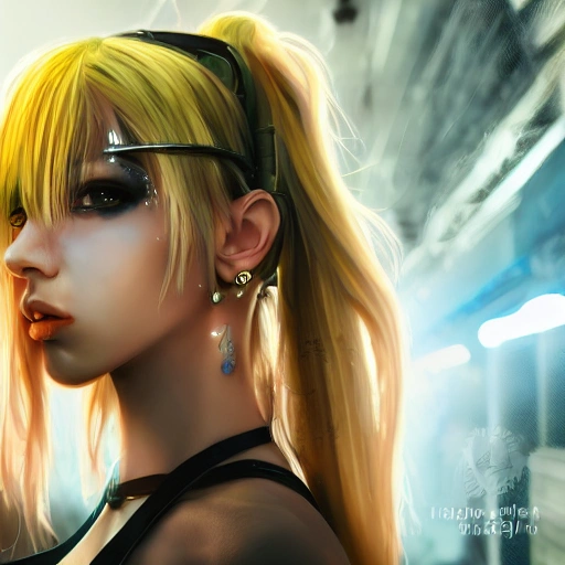 realistic  portrait of a young teen girl, blonde hair, cyberpunk style outfit with long hair, casting a bright large-scale magical steam punk like city, magic dust around, highly detailed, trending on fashion, pixiv, sharp focus, photography by professional