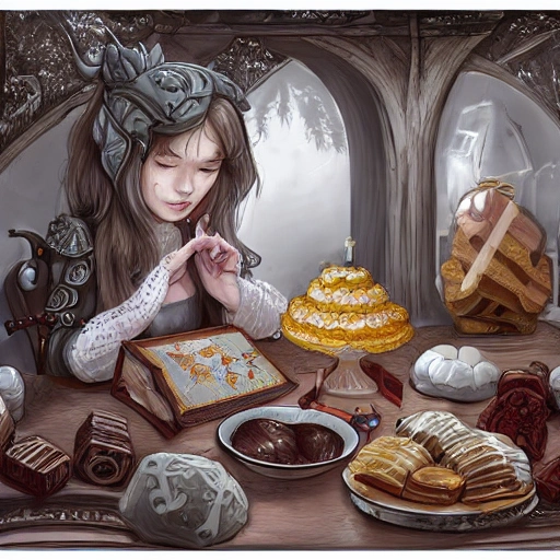 book illustration of (Sweet Treats), concept, d & d, high fantasy, detailed, digital art, artstation, smooth, sharp focus, fantasy, intricate, elegant, highly detailed, digital painting, isometric, concept art, illustration, artstation trending, pixiv, deviantart, (((!!!solid background!!!!))), (((white background))), (((transparent background))), Water Color, Oil Painting