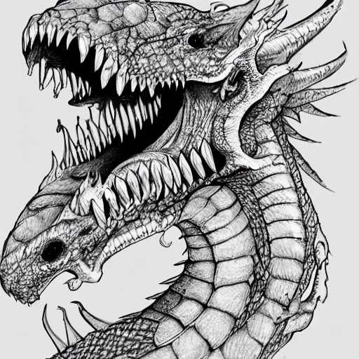 Dragon Drawing Sharp Focus Intricate Detail · Creative Fabrica