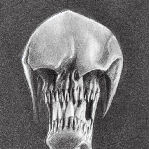 tooth bone of orc, Pencil Sketch