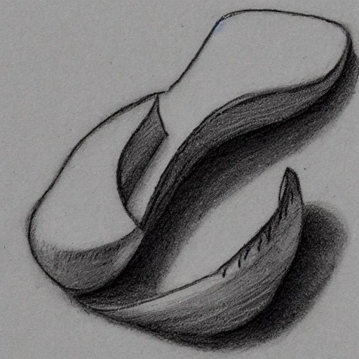curved tooth bone, Pencil Sketch