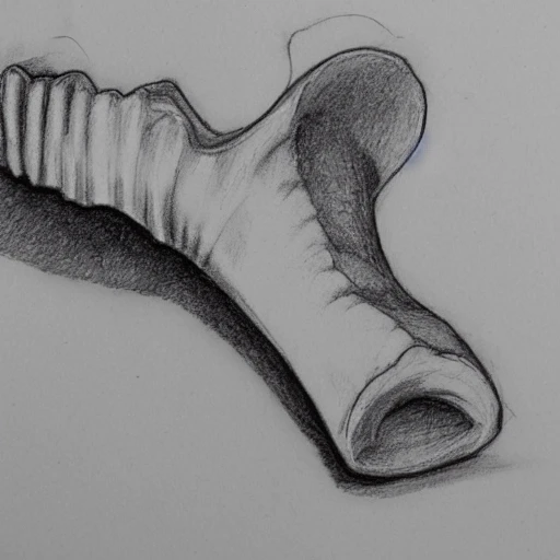 curved one piece BIG tooth bone, Pencil Sketch
