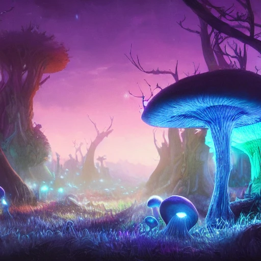 concept art painting of a fantasy alien fungal landscape at nigh ...