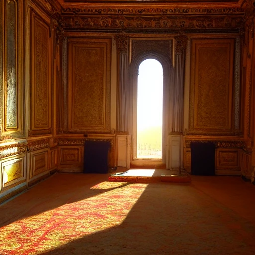 palace interior, warm, golden hour, beautiful, majestic