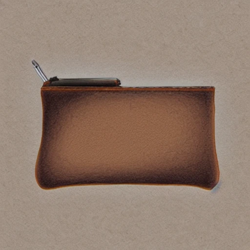 small Leather pouch Bag, Pencil Sketch