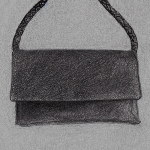 knotted small Leather Bag, Wet, Pencil Sketch