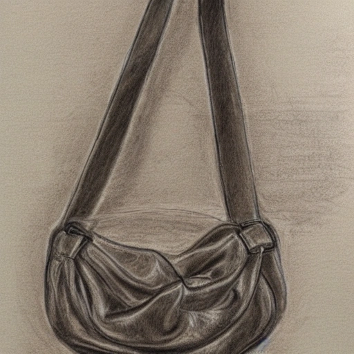 knotted Leather Bag, Wet, Pencil Sketch
