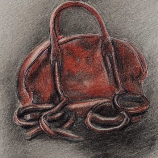 leather bag, knotted, wet, pencil sketch, Oil Painting, Water Color