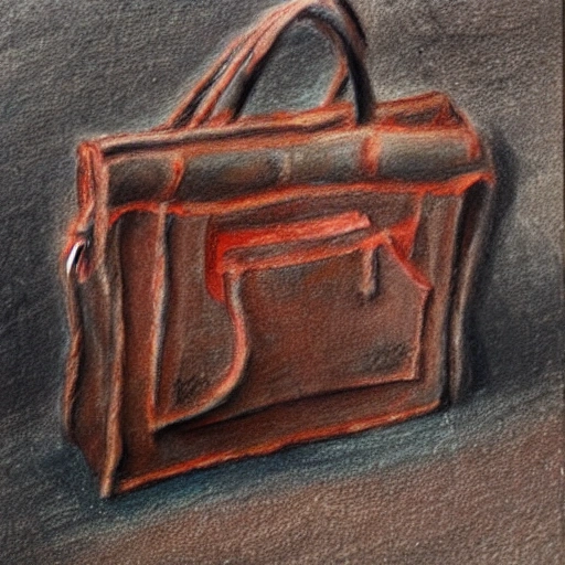 leather bag, knotted, wet, pencil sketch, Oil Painting, Water Color