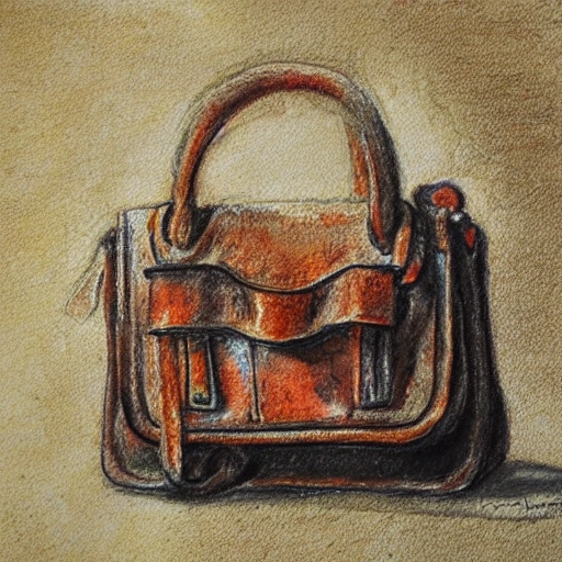 bloated leather satchel, knotted, wet, pencil sketch Oil Painting, Water Color, Trippy