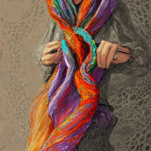 book illustration of (knotted !scarf! made of multicolored messy wool fabric), concept, d & d, high fantasy, detailed, digital art, artstation, smooth, sharp focus, fantasy, intricate, elegant, highly detailed, digital painting, isometric, concept art, illustration, artstation trending, pixiv, deviantart, (((!!!solid background!!!!))), (((white background))), (((transparent background))), Water Color, Oil Painting, 3D