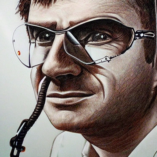 realistic hand drawn pilot portrait that is cool