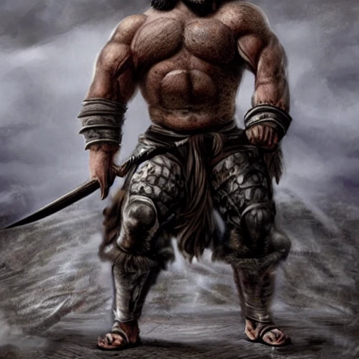 fierce warrior, known for their brute strength and fierce combat abilities. They are typically depicted as towering figures, with heavily muscled physiques, long hair and beards, and wearing little clothing. They are fierce fighters, who use their raw strength to crush their enemies and wield massive weapons such as axes, hammers, and swords.