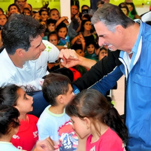 Fray Sánchez corrigiendo a los niños