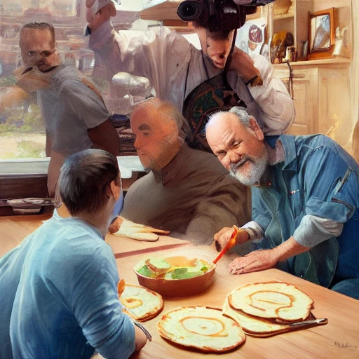 bill murray making pancakes animation pixar style, by magali villeneuve, artgerm, jeremy lipkin and michael garmash, rob rey and kentaro miura style, golden ratio, trending on art station 