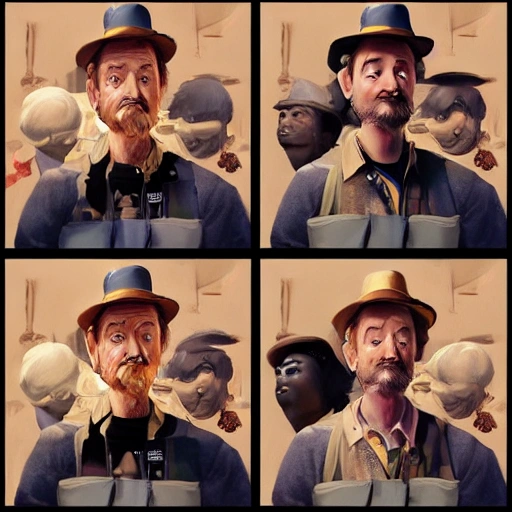 bill murray making pancakes animation pixar style, by magali villeneuve, artgerm, jeremy lipkin and michael garmash, rob rey and kentaro miura style, golden ratio, trending on art station 