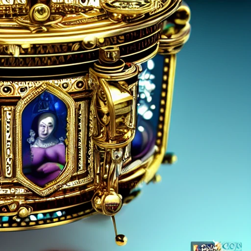 faberge style music box, salvador dali, leonardo davinci, symmetrical, jewel encrusted, sparkling, very detailed, wide angle. , Unreal Engine 5, Cinematic, Color Grading, portrait Photography, Ultra-Wide Angle, Depth of Field, hyper-detailed, beautifully color-coded, insane details, intricate details, beautifully color graded, Unreal Engine, Cinematic , Color Grading, Editorial Photography , Photography, Photoshoot, Shot on 70mm lens, DOF, Tilt Blur, Shutter Speed 11000, F22, White Balance, 32k, Super-Resolution, Megapixel, Pro Photo RGB , VR , Lonely, Good, Massive, Half rear Lighting, Backlight, Natural Lighting, Incandescent, Moody Lighting, Cinematic Lighting, Studio Lighting, Soft Lighting, Volumetric, Conte-Jour, Beautiful Lighting, Accent Lighting, Global Illumination, Screen Space Global Illumination, Ray Tracing Global Illumination, Optics, Scattering, Glowing, Shadows, Rough, Shimmering, Ray Tracing Reflections, Lumen Reflections, Screen Space Reflections, Diffraction Grading, Chromatic Aberration, GB Displacement, Scan Lines, R a y Traced, Anti-Aliasing, Shaders, OpenGL-Shaders, GLSL-Shaders, Post Processing, Post-Production, Cell Shading, Tone Mapping, CGI, VFX, SFX, insanely detailed and intricate , hyper maximalist , elegant, hyper realistic, super detailed, dynamic pose, photography, Hyper realistic, volumetric, photorealistic, ultra photoreal, ultra-detailed, intricate details, 8K, super detailed, full color