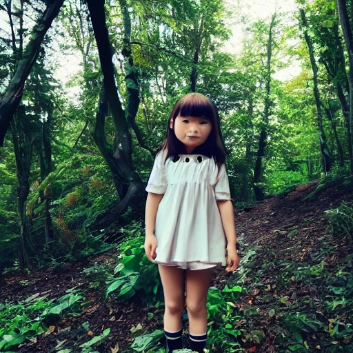 Little anime girl in nature