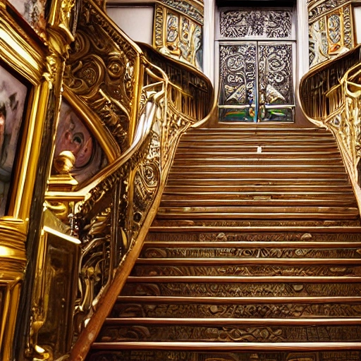 faberge style escher staircase, michaelangelo, leonardo davinci, symmetrical, jewel encrusted, sparkling, very detailed, wide angle. , Unreal Engine 5, Cinematic, Color Grading, portrait Photography, Ultra-Wide Angle, Depth of Field, hyper-detailed, beautifully color-coded, insane details, intricate details, beautifully color graded, Unreal Engine, Cinematic , Color Grading, Editorial Photography , Photography, Photoshoot, Shot on 70mm lens, DOF, Tilt Blur, Shutter Speed 11000, F22, White Balance, 32k, Super-Resolution, Megapixel, Pro Photo RGB , VR , Lonely, Good, Massive, Half rear Lighting, Backlight, Natural Lighting, Incandescent, Moody Lighting, Cinematic Lighting, Studio Lighting, Soft Lighting, Volumetric, Conte-Jour, Beautiful Lighting, Accent Lighting, Global Illumination, Screen Space Global Illumination, Ray Tracing Global Illumination, Optics, Scattering, Glowing, Shadows, Rough, Shimmering, Ray Tracing Reflections, Lumen Reflections, Screen Space Reflections, Diffraction Grading, Chromatic Aberration, GB Displacement, Scan Lines, R a y Traced, Anti-Aliasing, Shaders, OpenGL-Shaders, GLSL-Shaders, Post Processing, Post-Production, Cell Shading, Tone Mapping, CGI, VFX, SFX, insanely detailed and intricate , hyper maximalist , elegant, hyper realistic, super detailed, dynamic pose, photography, Hyper realistic, volumetric, photorealistic, ultra photoreal, ultra-detailed, intricate details, 8K, super detailed, full color