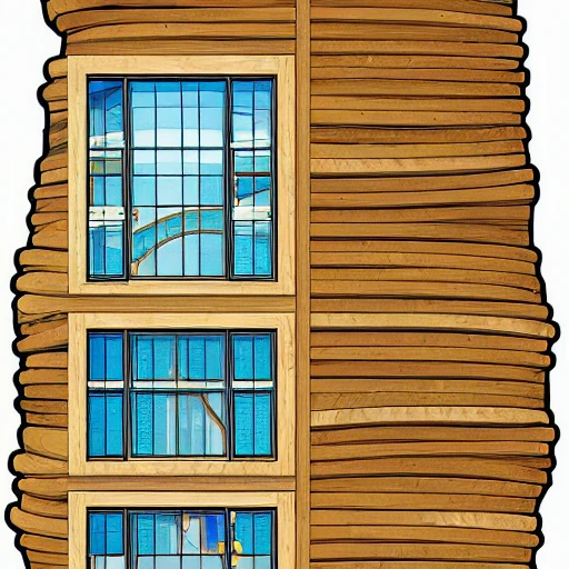 a beautiful flat 2 dimensional illustration of a cross section of an electric log with windows, view from the side, a storybook illustration by muti, colorful, minimalism, featured on dribble, unique architecture, behance hd, dynamic composition 