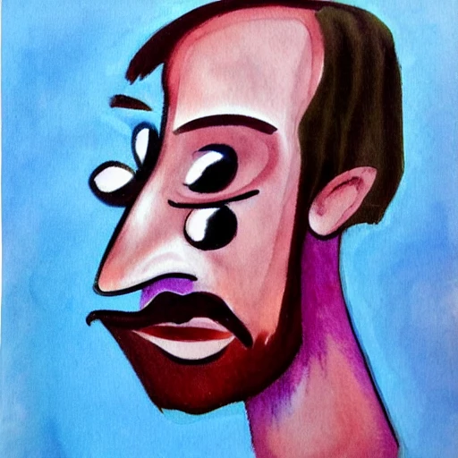 Man Cartoon Face Cartoon Oil Painting Water Color Arthub Ai