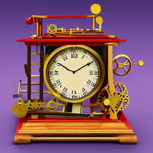 Create a 3D animation of a Rube Goldberg-inspired clock, drawing inspiration from the artistic styles of Leonardo da Vinci and Michelangelo. The animation should showcase the intricate mechanisms and contraptions of the mouse trap in motion, with each step of the trap's function being a work of art in itself. The animation should be extremely intricate and high definition, with a colorful and vibrant design. Pencil Sketch