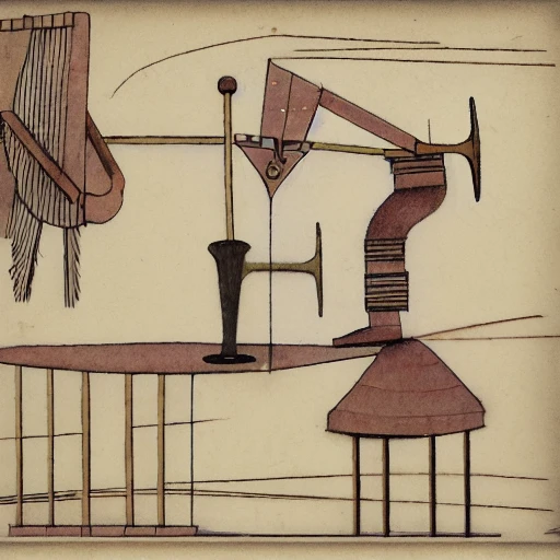 Rube Goldberg-inspired funny whimsical architectural contraption with a series of mechanisms used to do a simple task, drawing inspiration from the artistic styles of Leonardo da Vinci and Michelangelo.  each step of the function being a work of art in itself. The animation should be extremely intricate and high definition. with muted colors.