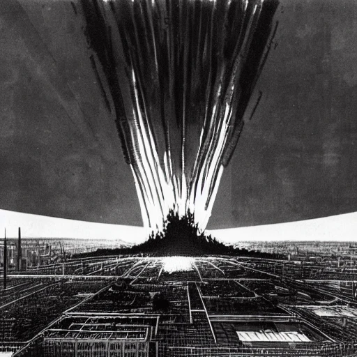 A towering inferno of orange and red flames engulfs a sprawling metropolis as a mushroom cloud rises in the distance, casting a ominous shadow over the city. In the foreground, a squad of genetically enhanced soldiers, dressed in imposing black and red armor, march forward with stoic determination, their faces obscured by gas masks. Behind them, a fleet of airships equipped with advanced technology hover in the sky, raining down destruction on the city below. In the distance, a lone figure looks on from a high vantage point, his silhouette silhouetted against the raging fire, a look of cold determination on his face. He is Walter White, the ruthless drug kingpin turned leader of the Fire Nation, who has harnessed the power of nuclear weapons to achieve ultimate victory over his enemies.

, Pencil Sketch