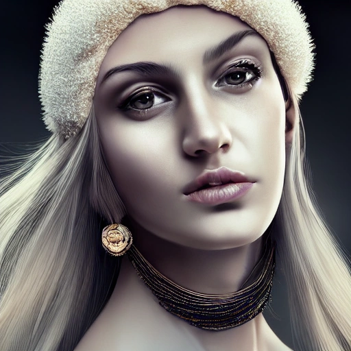 hyper realistic portrait of sexy girl, having a feather cap, a choker and luxurious necklaces, slender and slim, perfect naked breast, detailed eyes, coherent symmetrical face, digital art, perfect anatomy, hyper detailed, highly intricate, concept art, award winning photograph, rim lighting, sharp focus, 8k resolution wallpaper, smooth, denoise, 3D