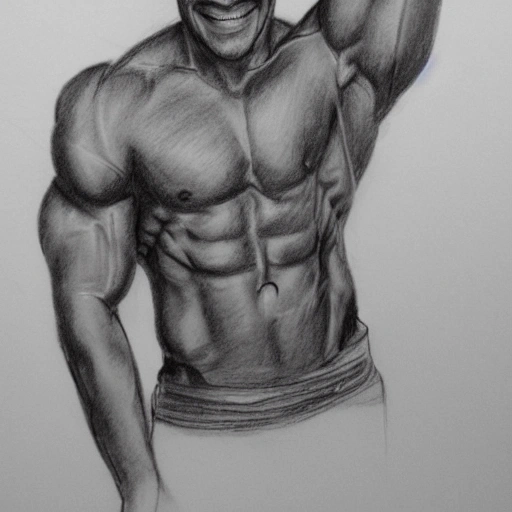 full body picture of a man with bold biceps and a cute smile, Pe ...