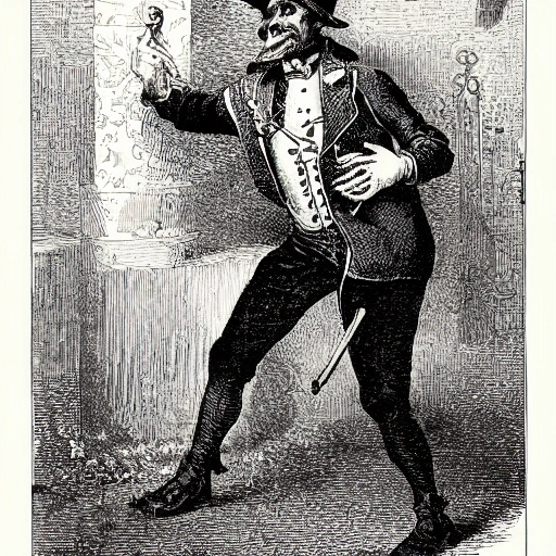 a detailed victorian engraving of a thief