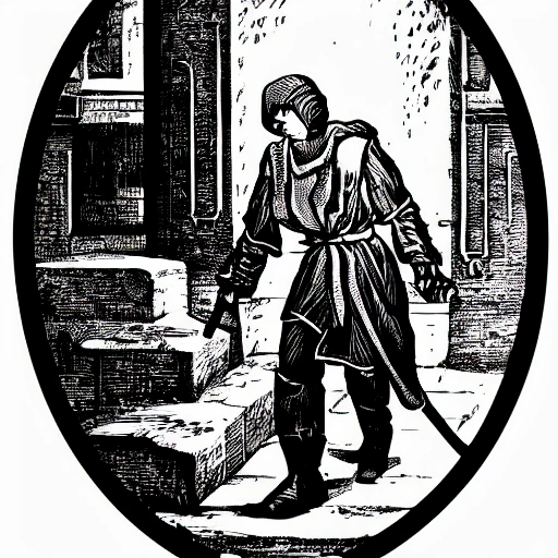 a thief in engraving style