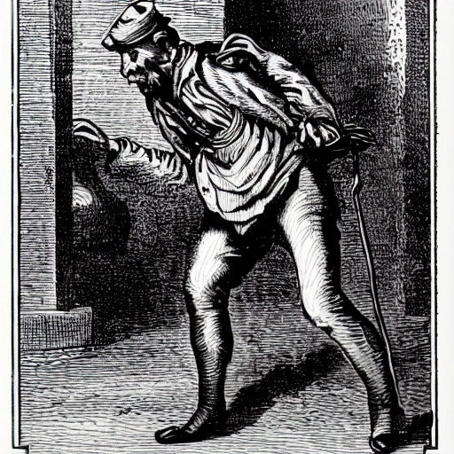 a thief in victorian engraving style