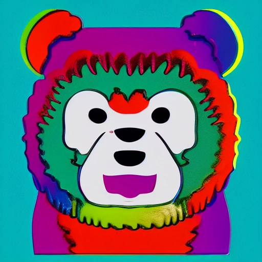 professional photo of a Harribo candy  bear on a white podium, made in resine, pop art sytle, in the style of andy warhol, intricate full detail, photorealism shoot, his left hear is already bitten, hd, dramatic lighting, detailed, full view, portrait, stunning background pop art museum, cinematic lighting, highly detailed, intricate, sharp focus, (((depth of field))), (((f/1.8))), 85mm, (((professionally color graded))), (((dusk))), soft diffused light,  hdr 4k, 8k