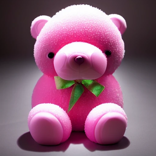 professional photo of a Harribo candy bear made in glossy pink plastic, pop art sytle, intricate full detail, photorealism shoot, hd, dramatic lighting, detailed, full view, portrait, stunning background pop art museum, cinematic lighting, highly detailed, intricate, sharp focus, (((depth of field))), (((f