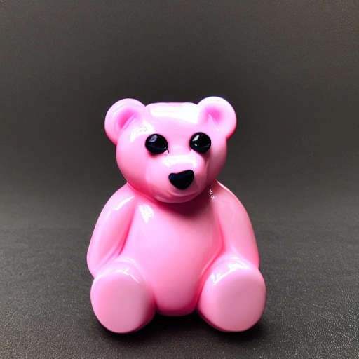 professional photo of a Harribo candy bear made in glossy pink plastic, pop art sytle, intricate full detail, photorealism shoot, hd, dramatic lighting, detailed, full view, portrait, stunning background pop art museum, cinematic lighting, highly detailed, intricate, sharp focus, (((depth of field)))