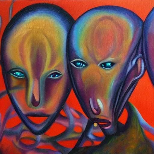 eyes wide shut, Oil Painting, Trippy