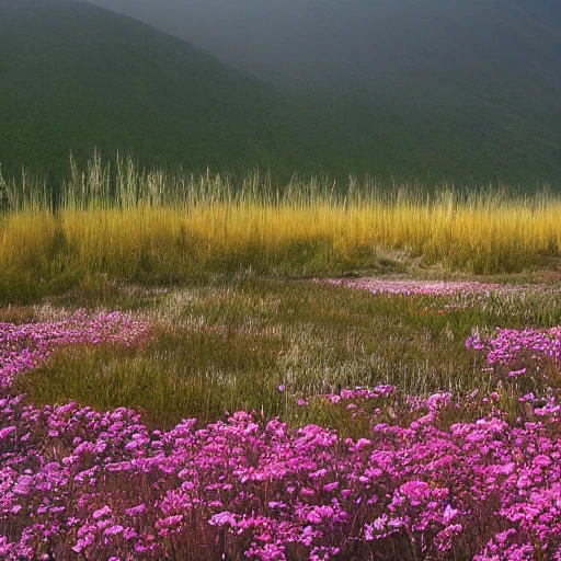 Reeds ... Because of the mountain, surrounded by flowers