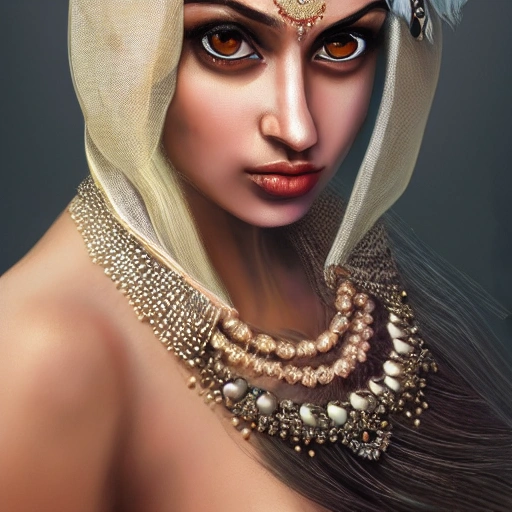 hyper-realistic portrait of sexy Indian girl, having a feather cap, a choker and luxurious necklaces, slender and slim, perfect naked breast, detailed eyes, coherent symmetrical face, digital art, perfect anatomy, hyper-detailed, highly intricate, concept art, award-winning photograph, rim lighting, sharp focus, 8k resolution wallpaper, smooth, denoise, full body