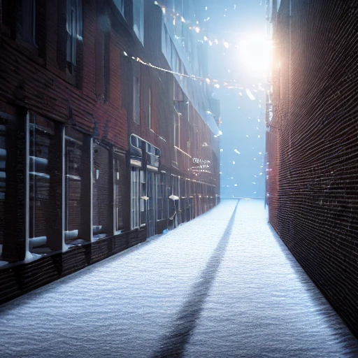 shadow effect, spotlight, city alley in the background, snow, background blur, hyperrealistic, photografic, 8k, epic ambient light, octane render, man, 