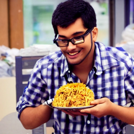 computer science student eating biryani in space