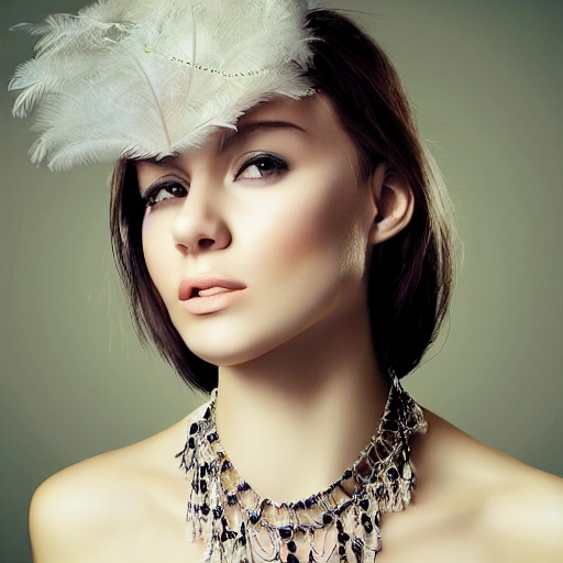 Hyper Realistic Portrait Of Sexy Girl Having A Feather Cap A C Arthubai