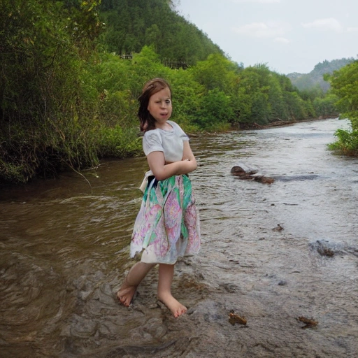 young
 girl beside river
