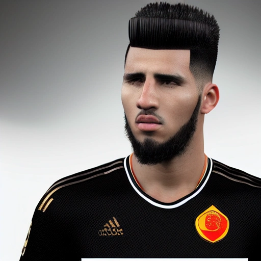 Ultra realistic 8k, moroccan footballer, fade hairstyle, black hair colour, portrait, 3D