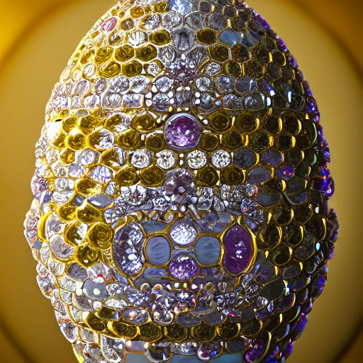 medium distance Faberge egg glowing from within, feberge style, small sparkling gems, gold, silver, tons of facets and gems, transluscent, very detailed, wide angle. , Unreal Engine 5, Cinematic, Color Grading, portrait Photography, Ultra-Wide Angle, Depth of Field, hyper-detailed, beautifully color-coded, insane details, intricate details, beautifully color graded, Unreal Engine, Cinematic , Color Grading, Editorial Photography , Shot on 70mm lens, S, 32k, Super-Resolution, Megapixel, hyper realistic