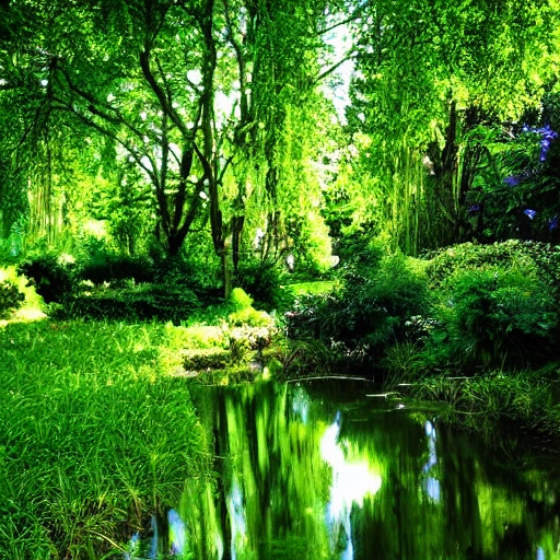 green, garden, creek, wide trees, beautiful, , Trippy