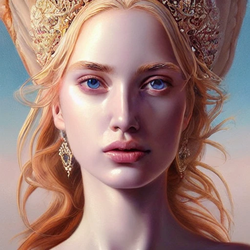 goddess, graceful, ultra realistic photo portrait of venus, painting burst, beautiful symmetrical face, pale skin, blonde hair, perfect naked body, nonchalant kind look, realistic round eyes, tone mapped, intricate, elegant, highly detailed, digital painting, artstation, concept art, smooth, sharp focus, illustration, art by artgerm and greg rutkowski and alphonse mucha, 4k, 8k, perfect naked breast, Oil Painting